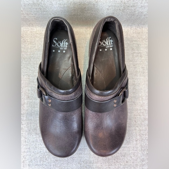 Sofft Berit brown leather slip on clogs shoes size 8M boho classic none slip - Picture 6 of 8
